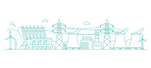 电力风力线稿矢量插画线描