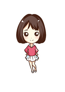 可爱卡通短发女孩形象Q版