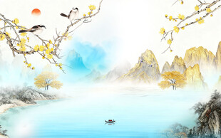 高档 中式意境山水 TIF分层