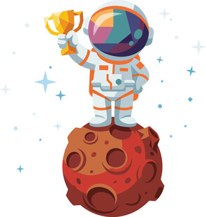 宇航员月球捧杯荣耀时刻