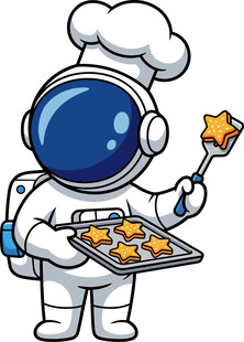 宇航员厨师烤制星星饼干