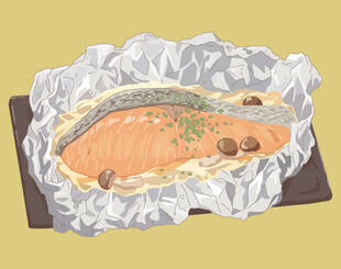 锡纸包裹的美味三文鱼