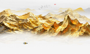 金箔山水画背景墙