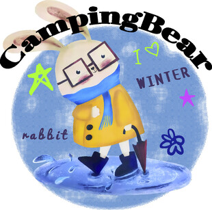冬季露营熊插画