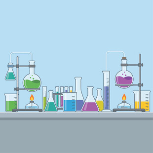 实验室中的多彩化学仪器