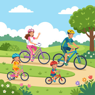 家庭户外骑行欢乐时光