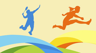 青春活力人物跳跃插画