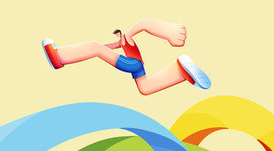 活力奔跑的卡通人物形象