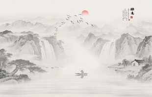 新中式水墨山水画