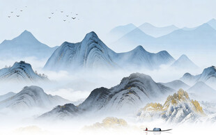 爆款 高档中式山水 TIF分层