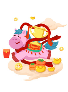 飞天金马送福   财宝环绕