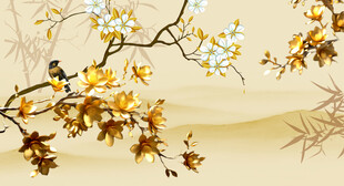 金色玉兰花背景