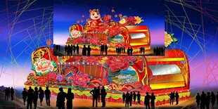 马年彩灯 新年彩车