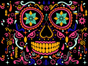 墨西哥风格彩色骷髅图案
