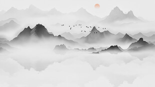 意境水墨山水电视背景
