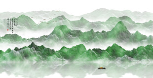 抽象水墨山水画