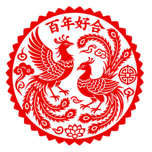 双凤呈祥剪纸图案