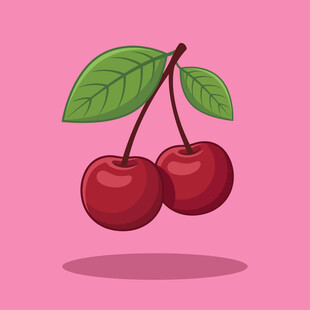 晶莹剔透红樱桃插画