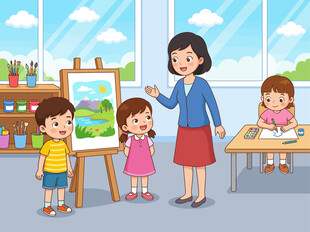 少儿美术课绘画插画