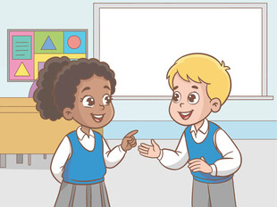 小学生教室社交插画