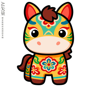 彩色花纹卡通小马布玩偶形象造型