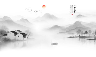 中国风水墨山水山水画