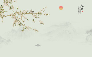 新中式工笔花鸟画背景墙