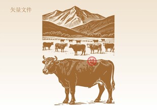 牛场素描插画
