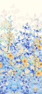 梦幻蓝黄花卉抽象背景图