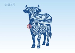 牛素描插画版画