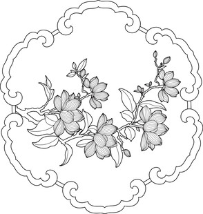 中式花卉纹样图案设计 矢量图