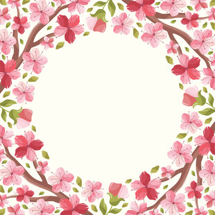 粉色花朵环形装饰图案