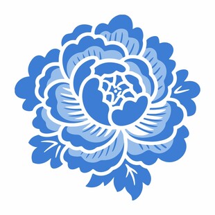 青花瓷牡丹插画