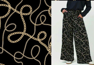 链条图案阔腿裤时尚单品