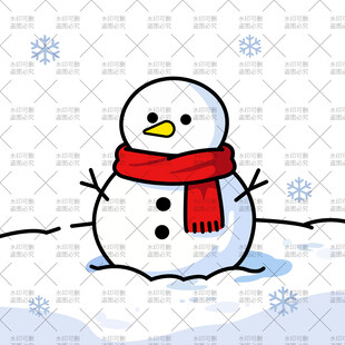 可爱雪人戴着红围巾