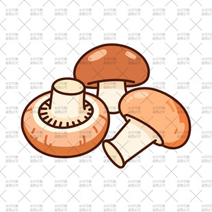 卡通风格的新鲜蘑菇