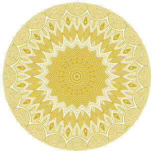 圆形黄色金色中式古典花纹