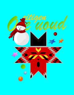 冬日雪人狐狸节日插画