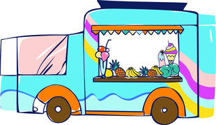 卡通风格彩色巴士插画