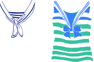 条纹水手风上衣与领巾