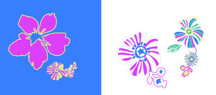 多彩手绘花朵图案集合