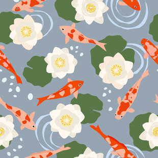 锦鲤睡莲图案背景