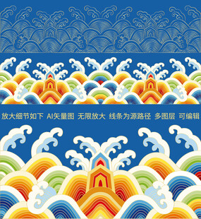 中式海水江崖纹样