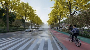 秋日城市骑行风景