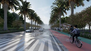 城市街道骑行风景