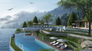 湖畔度假景观 惬意休闲之地