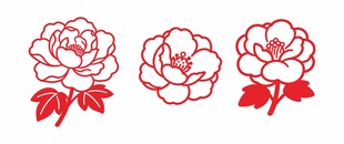三朵简约红色花朵图案