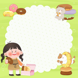 儿童食谱美食甜甜圈蛋糕便签边框