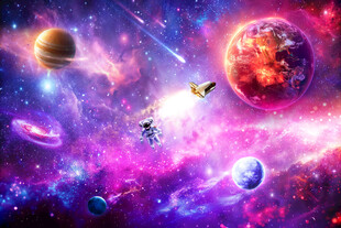 梦幻宇宙星空外太空星球背景墙