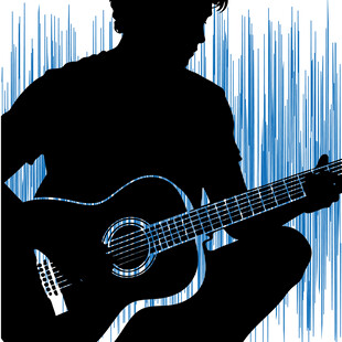 弹吉他的人物剪影